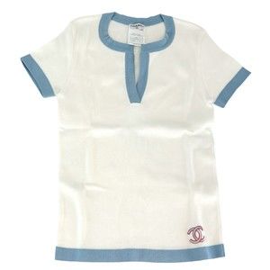 Chanel Knit Summer Sleeve Coco Mark Apparel Clothes Blue